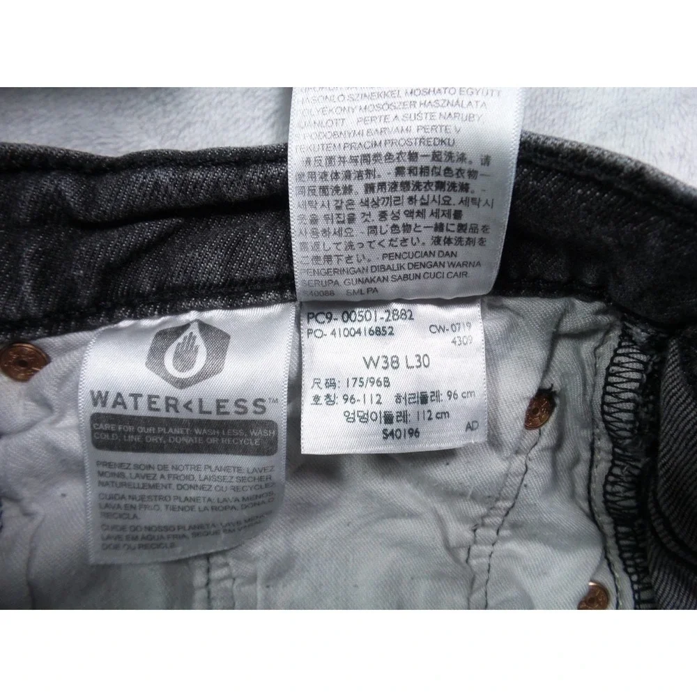 Levis Jeans‎ Mens Size 38 x 30 Gray Denim 501 Button Fly Straight Leg Stretch